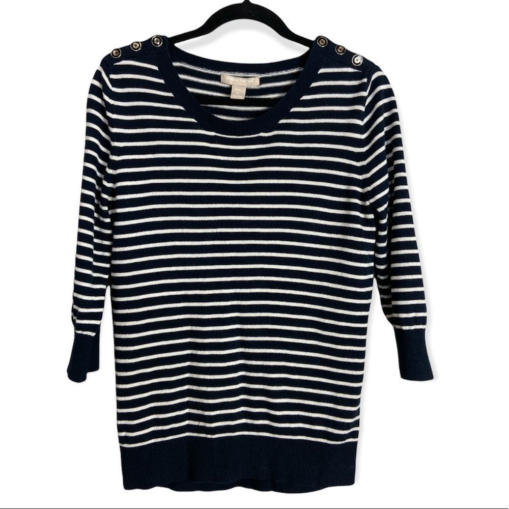 Banana Republic Navy and Off White Sweater